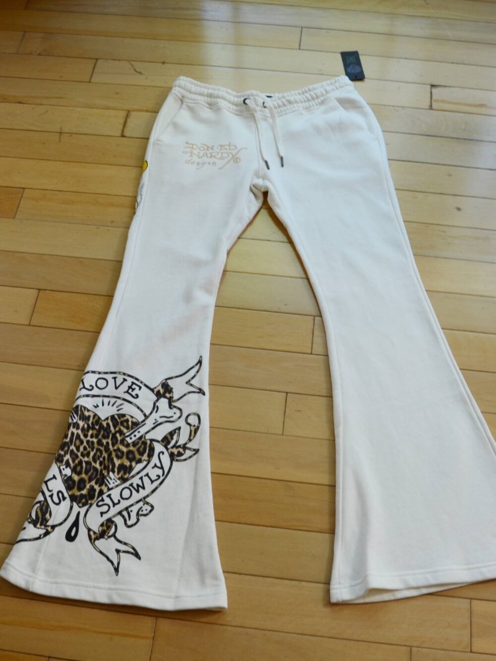 Ed Hardy "Love Kills Slowly" Bootcut Fleece Jogger Pants Size M NWT - Picture 2 of 13